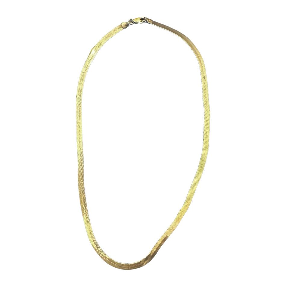 Gold Tone Simple Herringbone Necklace 19 inches Minimalist